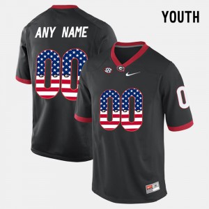 US Flag Fashion Black For Kids UGA Custom Jersey #00 237098-473