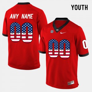 Red For Kids UGA Custom Jerseys US Flag Fashion #00 691668-593