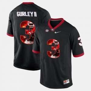 Player Pictorial Black #3 For Men Todd Gurley II UGA Jersey 237777-413