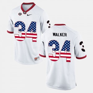 Mens Herschel Walker UGA Jersey US Flag Fashion White #34 721857-727