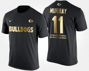 Black Aaron Murray UGA T-Shirt Short Sleeve With Message For Men #11 Gold Limited 385828-579