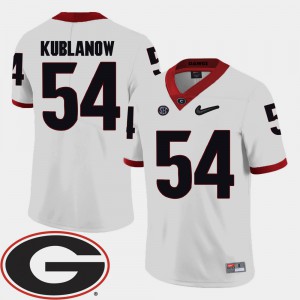 College Football For Men's 2018 SEC Patch Brandon Kublanow UGA Jersey White #54 265802-781
