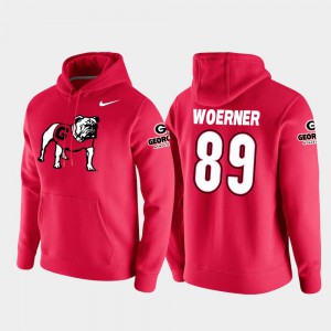 Charlie Woerner UGA Hoodie Red #89 College Football Pullover Men Vault Logo Club 427910-345