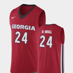 #24 For Men Connor O'Neill UGA Jersey College Basketball Replica Red 900257-833