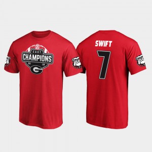 D'Andre Swift UGA T-Shirt #7 For Men 2019 SEC East Football Division Champions Red 713457-886