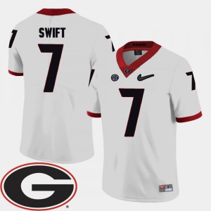 College Football For Men's White D'Andre Swift UGA Jersey 2018 SEC Patch #7 223001-732