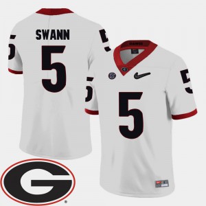 For Men's College Football #5 2018 SEC Patch Damian Swann UGA Jersey White 630153-283