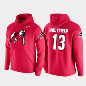 #13 College Football Pullover Vault Logo Club Elijah Holyfield UGA Hoodie Men Red 375049-982