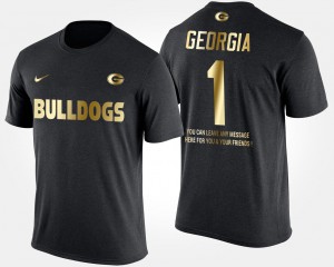 #1 Black UGA T-Shirt Men's No.1 Short Sleeve With Message Gold Limited 256786-404