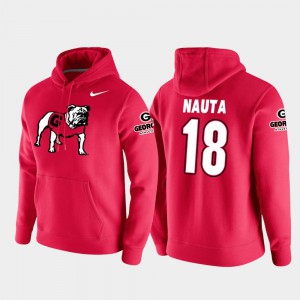 Mens Red Isaac Nauta UGA Hoodie #18 Vault Logo Club College Football Pullover 406373-954