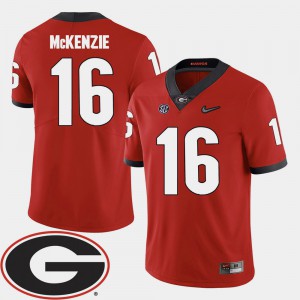 Mens Red 2018 SEC Patch College Football #16 Isaiah McKenzie UGA Jersey 136700-636