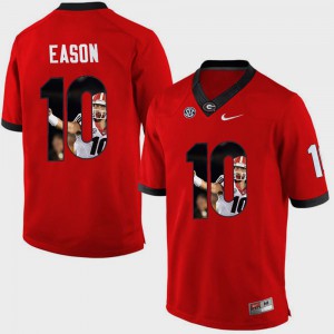 Red Jacob Eason UGA Jersey Pictorial Fashion #10 Men's 737039-227