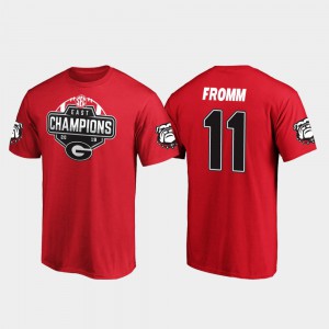 Jake Fromm UGA T-Shirt Red #11 2019 SEC East Football Division Champions For Men's 378823-937