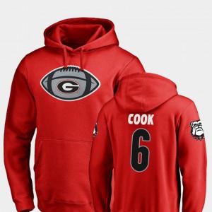James Cook UGA Hoodie For Men's Game Ball Football #6 Red 978203-323