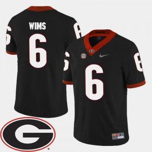 College Football 2018 SEC Patch #6 Javon Wims UGA Jersey For Men Black 239399-293