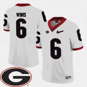 2018 SEC Patch College Football Javon Wims UGA Jersey White Mens #6 120147-705