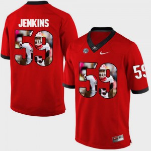 Red For Men's Jordan Jenkins UGA Jersey #59 Pictorial Fashion 543660-724