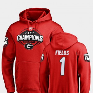 For Men Red Justin Fields UGA Hoodie 2018 SEC East Division Champions Football #1 925351-554