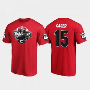 Red 2019 SEC East Football Division Champions Lawrence Cager UGA T-Shirt #15 Men's 219227-682
