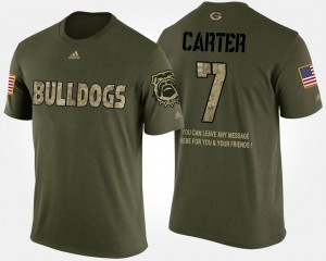 Short Sleeve With Message Mens Military #7 Lorenzo Carter UGA T-Shirt Camo 363549-219