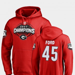 For Men's 2018 SEC East Division Champions Football #45 Red Luke Ford UGA Hoodie 252024-951