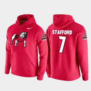 For Men's Red Matthew Stafford UGA Hoodie #7 Vault Logo Club College Football Pullover 723896-451