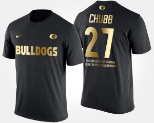 #27 Gold Limited Short Sleeve With Message Mens Black Nick Chubb UGA T-Shirt 574723-955