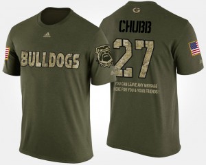 #27 Military Nick Chubb UGA T-Shirt Men Camo Short Sleeve With Message 581312-116