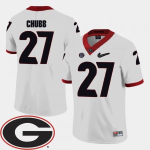 College Football For Men White Nick Chubb UGA Jersey #27 2018 SEC Patch 238378-669