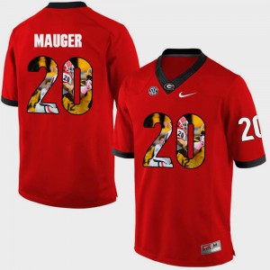 Red Quincy Mauger UGA Jersey #20 Pictorial Fashion Mens 911368-363