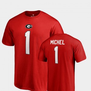 Sony Michel UGA T-Shirt Men's #1 Name & Number Red College Legends 423111-630