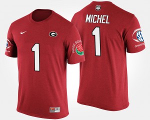 Sony Michel UGA T-Shirt Red #1 Bowl Game Southeastern Conference Rose Bowl For Men's 522951-136
