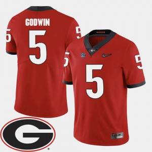 For Men Terry Godwin UGA Jersey Red 2018 SEC Patch College Football #5 483792-640