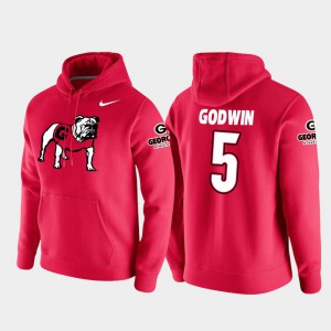 Vault Logo Club Men's #5 College Football Pullover Red Terry Godwin UGA Hoodie 702331-653