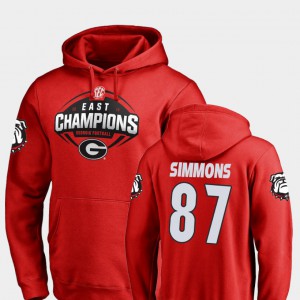 Red 2018 SEC East Division Champions Tyler Simmons UGA Hoodie For Men's Football #87 670718-141