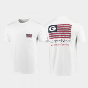 Vineyard Vines Americana Flag UGA T-Shirt For Men's White 502068-830