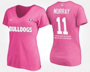 #11 Aaron Murray UGA T-Shirt Women's Pink With Message 942019-645