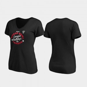 UGA T-Shirt Curl V-Neck Black For Women 2020 Sugar Bowl Champions 486864-462