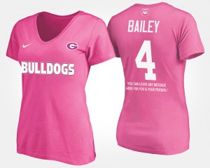 Pink With Message Champ Bailey UGA T-Shirt Womens #4 481742-837