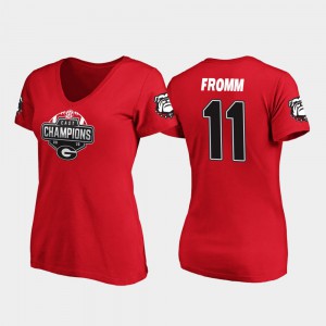 #11 Red Jake Fromm UGA T-Shirt For Women V-Neck 2019 SEC East Football Division Champions 330445-907