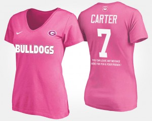For Women's With Message #7 Lorenzo Carter UGA T-Shirt Pink 965138-271