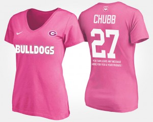 Nick Chubb UGA T-Shirt Pink Womens #27 With Message 555332-289