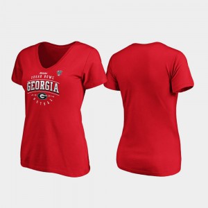 For Women Red Tackle V-Neck UGA T-Shirt 2020 Sugar Bowl Bound 227228-970