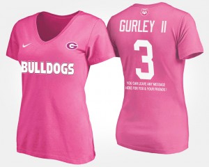 #3 Women's Todd Gurley II UGA T-Shirt Pink With Message 134202-329